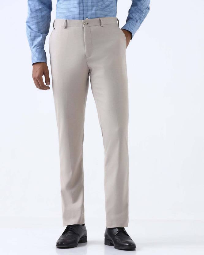 Blackberrys Men Slim Fit Beige Polyester Trousers