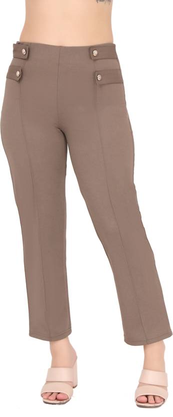 pridewear Women Regular Fit Brown Polycotton Trousers