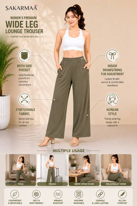 BHULAX Relaxed Women Green Trousers