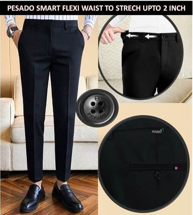 PESADO Men Slim Fit Blue Cotton Blend Trousers - Image 6