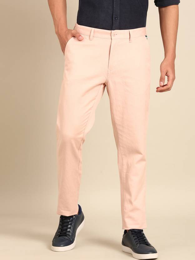 CAVALLO BY LINEN CLUB Men Slim Fit Pink Linen Blend Trousers