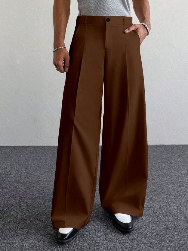 Klossy Men Brown Polyester Trousers - Image 1