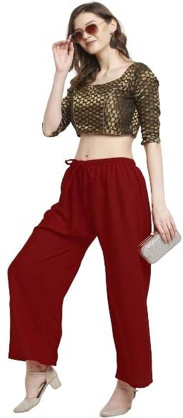 BCD FASHION Women Regular Fit Maroon Viscose Rayon Trousers
