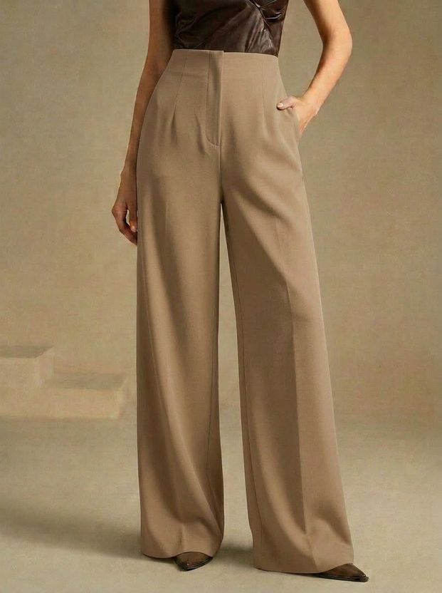 Dolsia Women Beige Cotton Blend Trousers - Image 4