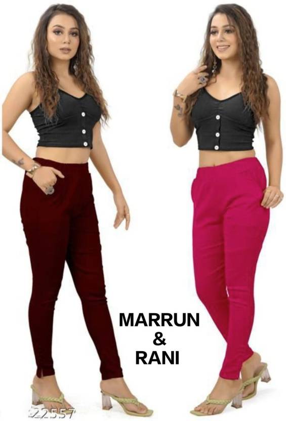 Pack of 2 Women Regular Fit Black, White Cotton Silk Trousers