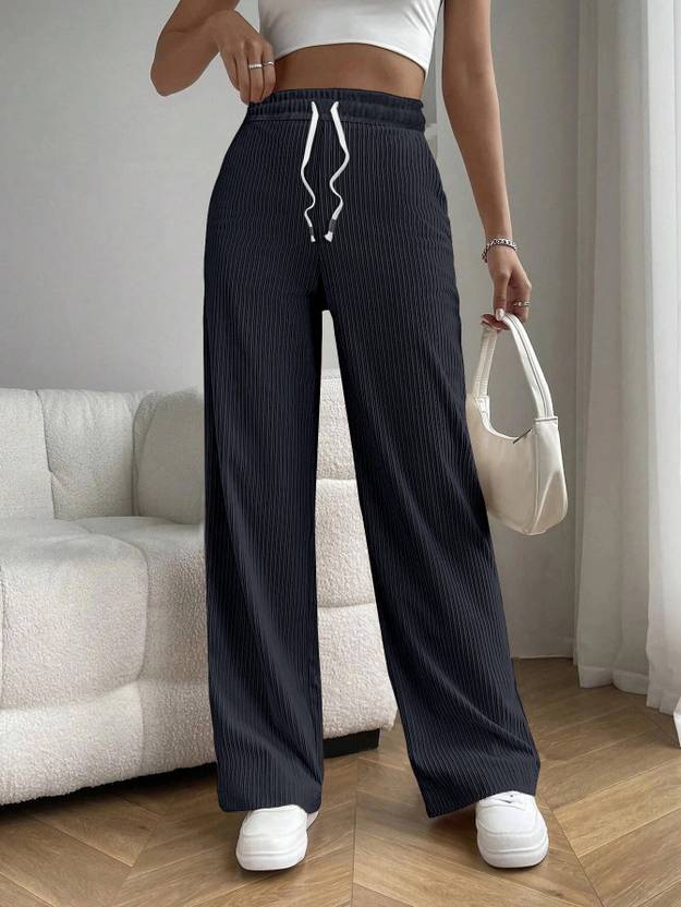Rajovati Women Relaxed Grey Lycra Blend Trousers