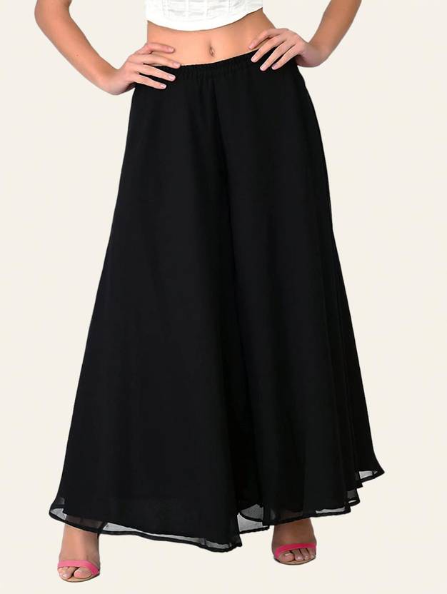Kicha Women Relaxed Black Georgette Trousers