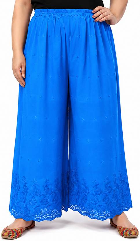 Hautemoda Women Loose Fit Blue Viscose Rayon Trousers