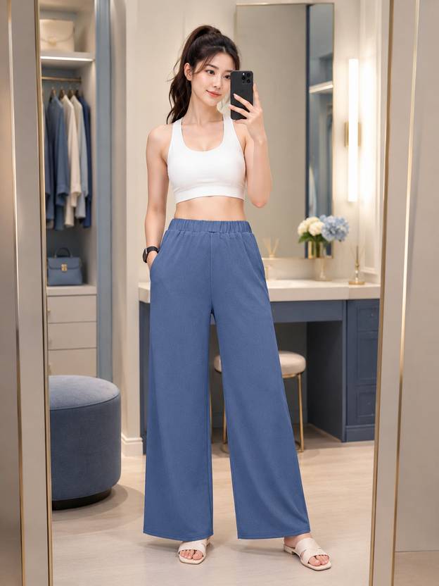 BHULAX Relaxed Women Blue Trousers