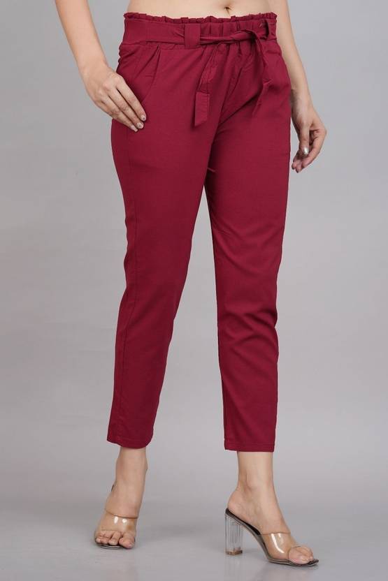 IKRASS Regular Fit Women Maroon Trousers