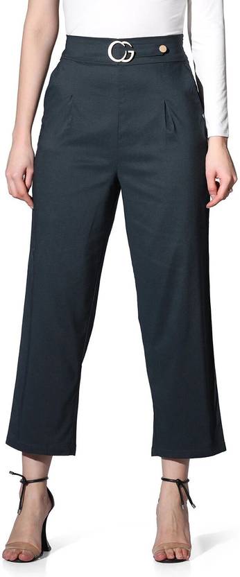 Leriya Fashion Women Regular Fit Dark Green Viscose Rayon Trousers