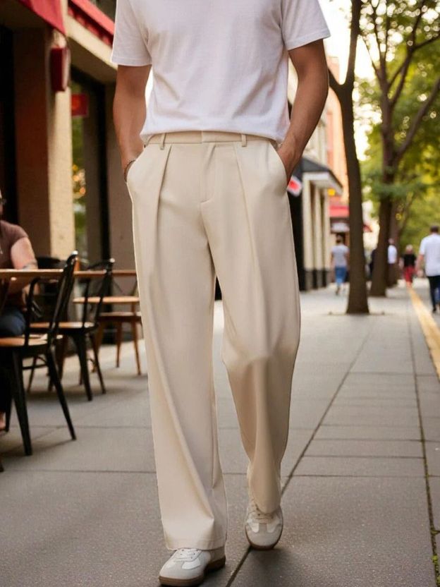 KOTTY Men Relaxed Beige Cotton Blend Trousers - Image 5