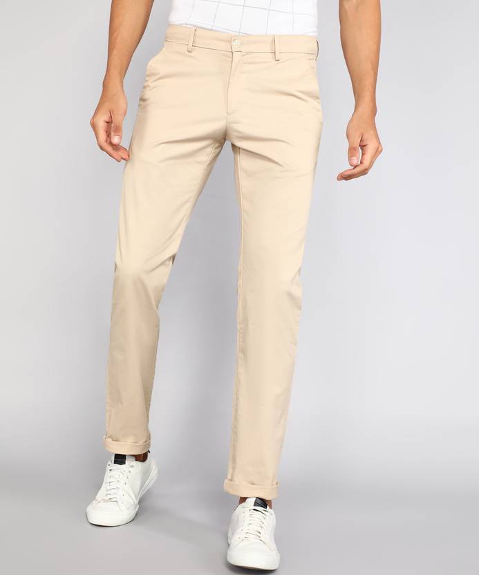 Men Regular Fit Blue Cotton Blend Trousers
