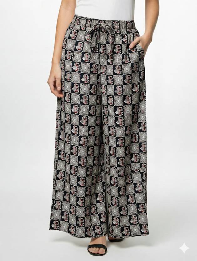 bongo nari boutique Women Loose Fit, Relaxed Multicolor Pure Cotton Trousers
