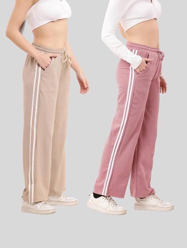 Amaira Fashion Women Loose Fit Pink Cotton Blend Trousers