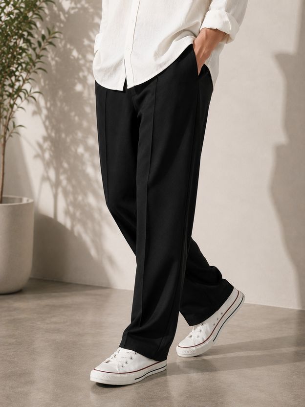 SAVAYO Men Black Polyester Trousers - Image 3