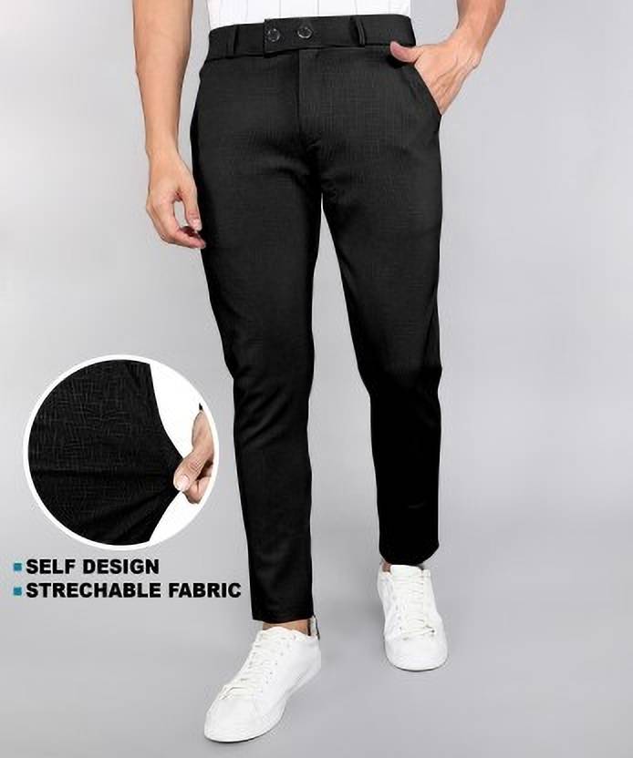 Anshulgarments Regular Fit Men Black Trousers