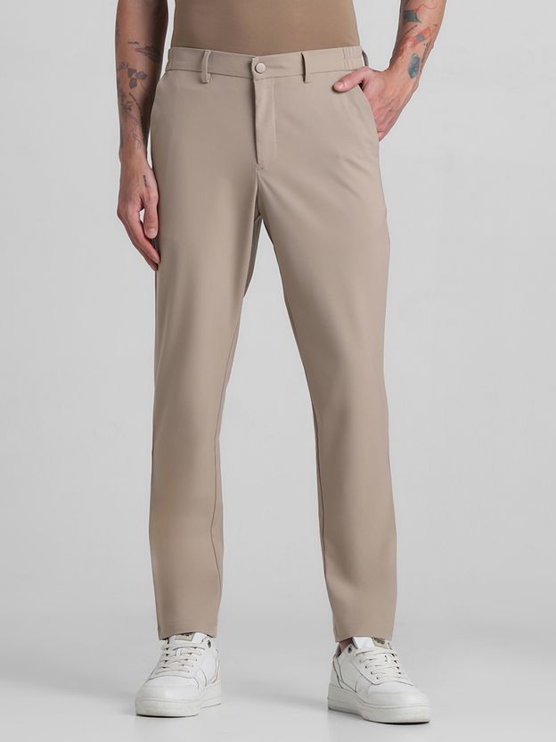 JACK & JONES Slim Fit Beige Trousers - Image 1