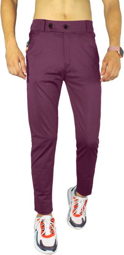 Anshulgarments Men Regular Fit Purple Lycra Blend Trousers