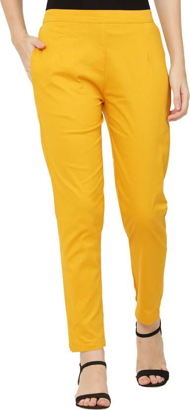 Aasma Creatives Regular Fit Women Yellow Trousers