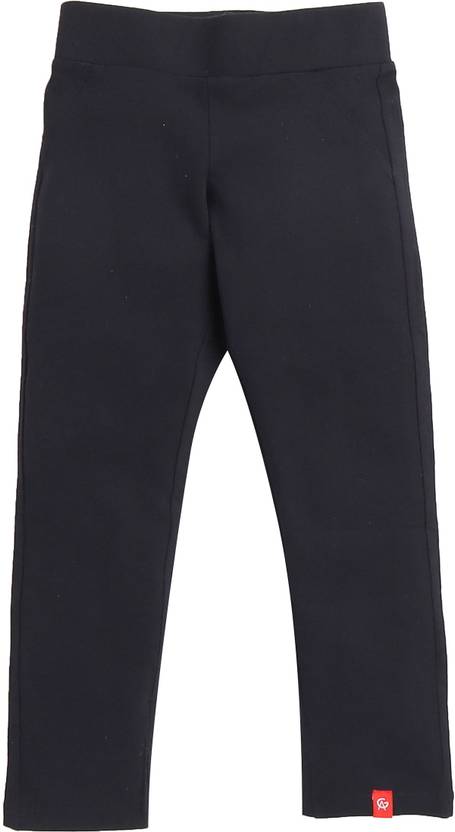 Arvind Garments Baby Girls Slim Fit Black Cotton Blend Trousers