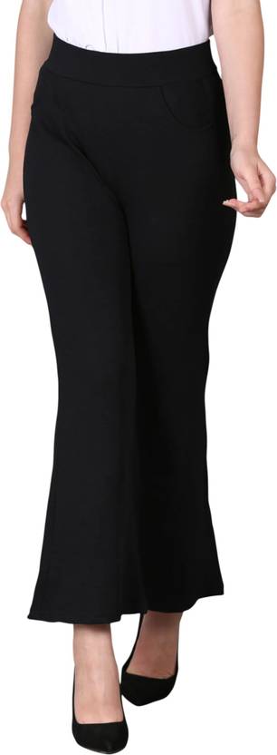 Aileyis Flared Women Black Trousers