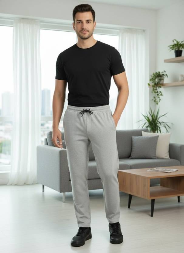 Aroziya Slim Fit Men Silver Trousers