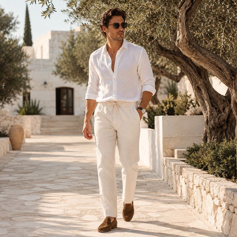 KOTTY Men Relaxed Beige Cotton Blend Trousers - Image 10