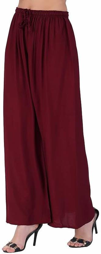 BCD FASHION Women Regular Fit Maroon Viscose Rayon Trousers