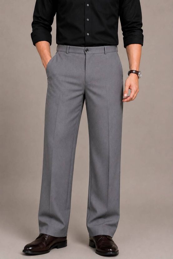 Lunora Men Beige Flared Lycra Trousers - Image 8