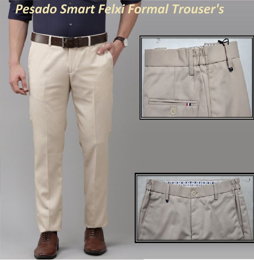 PESADO Men Slim Fit Blue Cotton Blend Trousers - Image 9