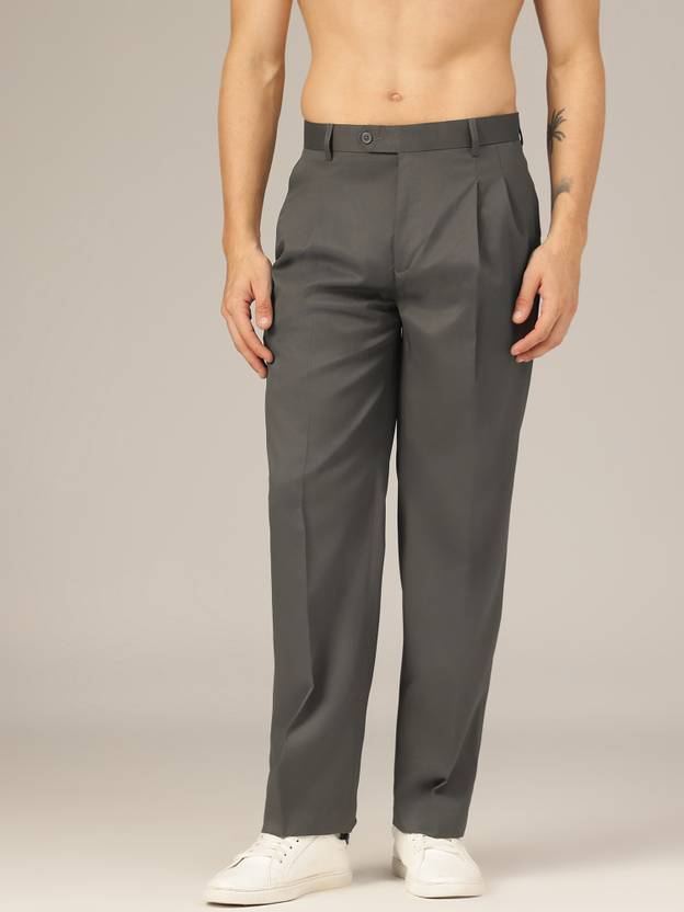 DENNISON Men Loose Fit Grey Polyester Trousers
