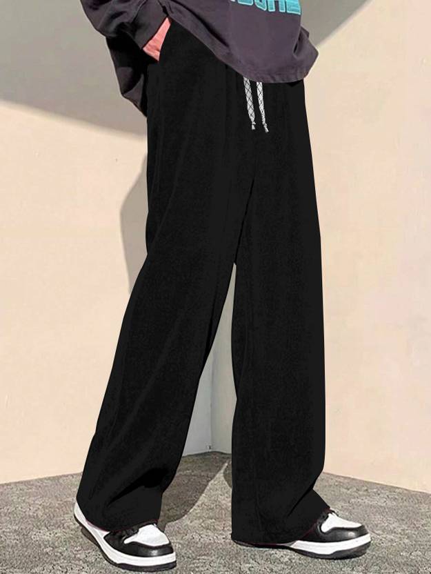 Rajovati Men Loose Fit Black Viscose Rayon Trousers