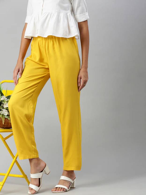 CADILA Relaxed Women Yellow Trousers