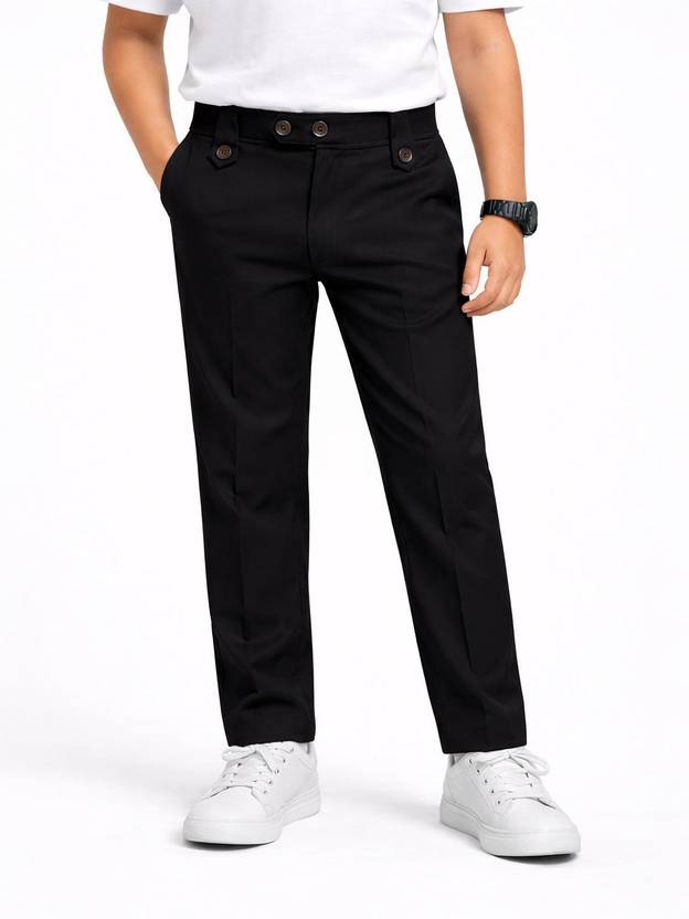 boldcloth Slim Fit, Relaxed Boys Black Trousers