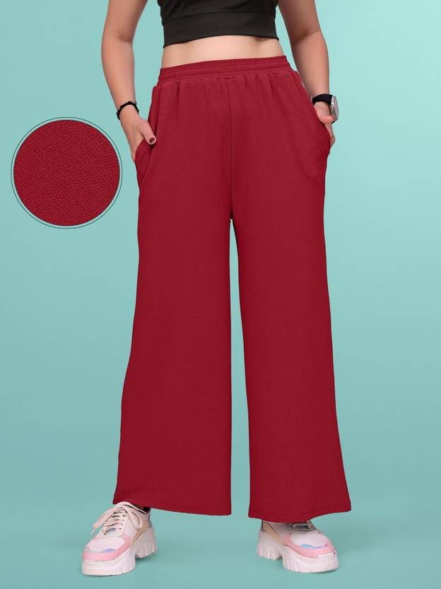 BHULAX Loose Fit Women Maroon Trousers