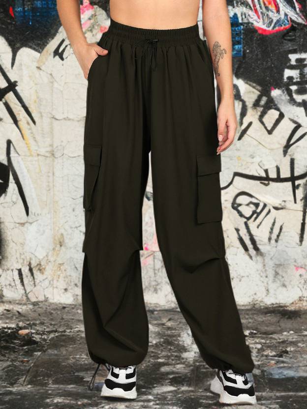 1stLov Regular Fit Women Dark Green Trousers