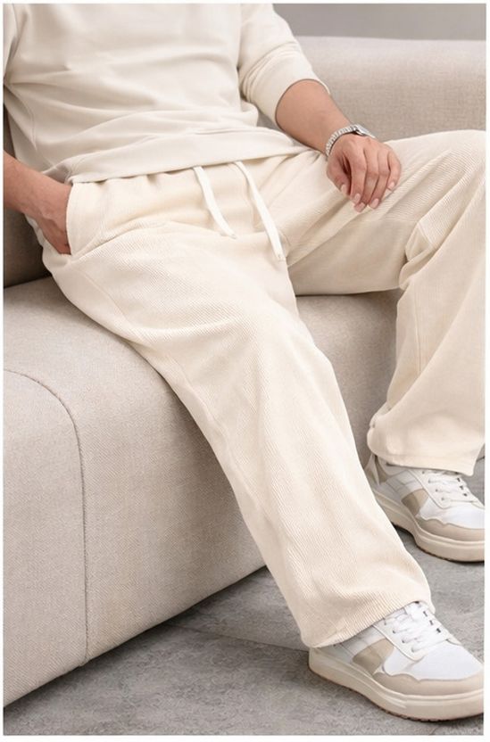 METRONAUT Men Beige Cotton Blend Trousers - Image 5