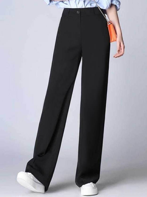 Toochki Women Regular Fit Black Lycra Blend Trousers