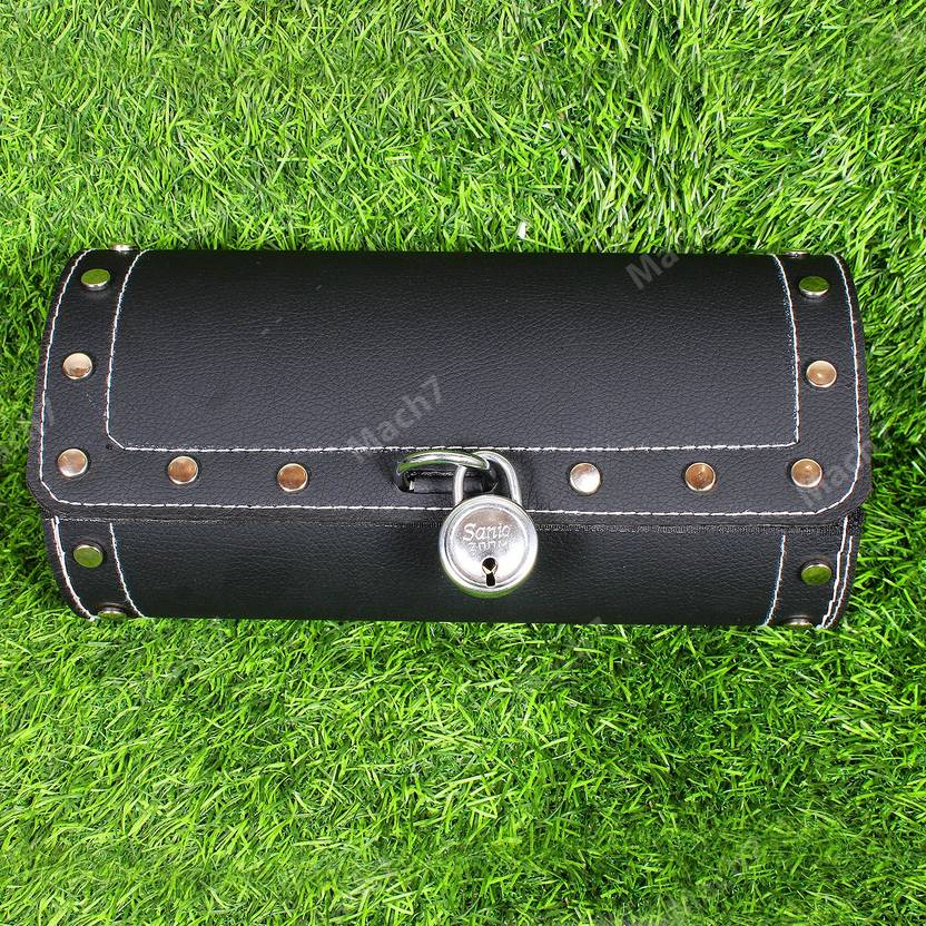 MACH7 BLACK KEY LOCK ROYAL ENFIELD LEATHER SADDLE BAG MADE IN INDIA