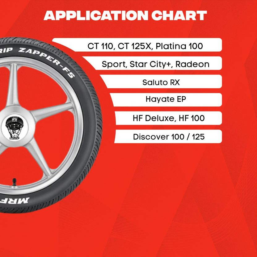MRF Zapper-FS 80/100-17 46P TUBELESS Front Two Wheeler Tyre (Dual...more - Image 4