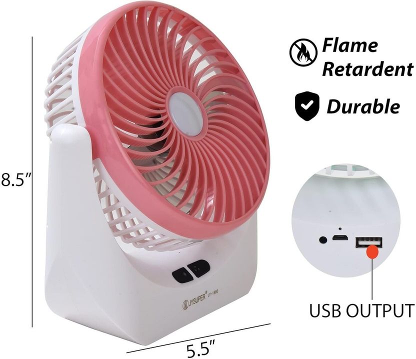 paxfrio High-Speed Rechargeable Table Fan with LED Light - Image 5