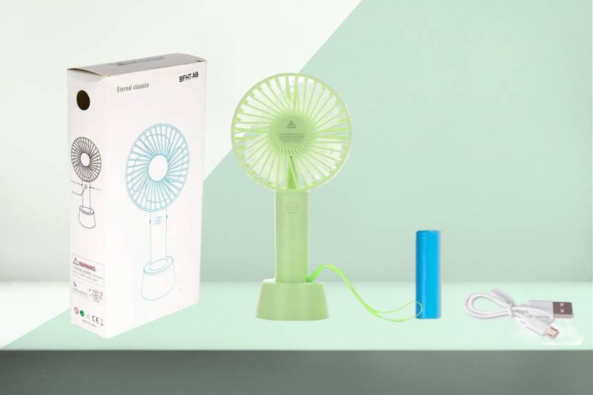 Refulgix Mini Portable USB Hand Fan Builtin Rechargeable Battery Operated Table Fan Holder