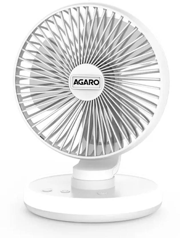 AGARO Alpha Desktop Fan with Light, 4 Inches, 4 Speeds, Oscillating Table Fan, 34051 USB Fan