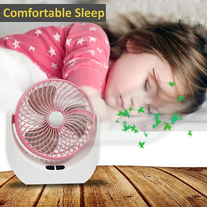 paxfrio High-Speed Rechargeable Table Fan with LED Light - Image 3