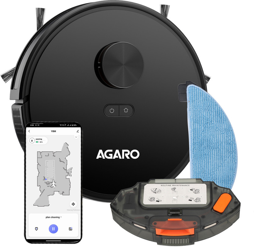 AGARO Royal Robot Vacuum Cleaner, Brush, Dry Vacuum & Wet Mop, Au...more