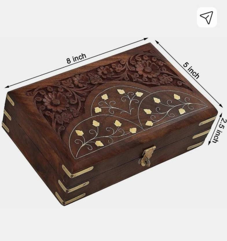 Alfa Trends Premium Wooden Brass Vanity Box | Handmade Cosmetic & Jewelry Organizer Makeup & Jewellery Vanity box Vanity Box