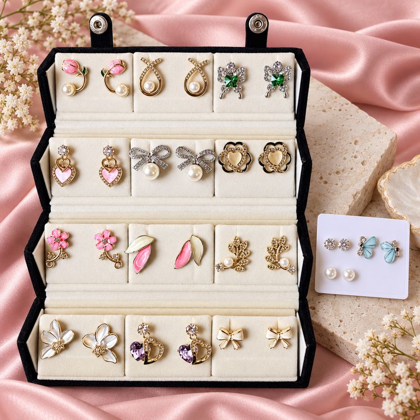 Aurnique Oxidised Korean Pearl & Crystal Stud Earrings - Image 7