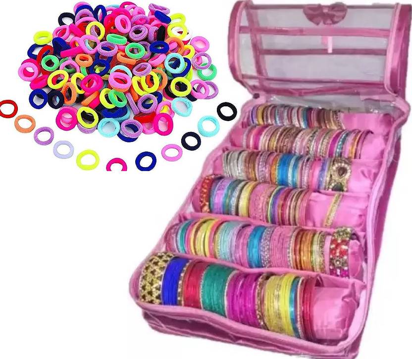 BRAVO AND CO Presents Bangle container pouch pink Transparent bangle