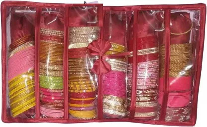 BRAVO AND CO Presents Bangle container pouch Maroon Transparent bangle